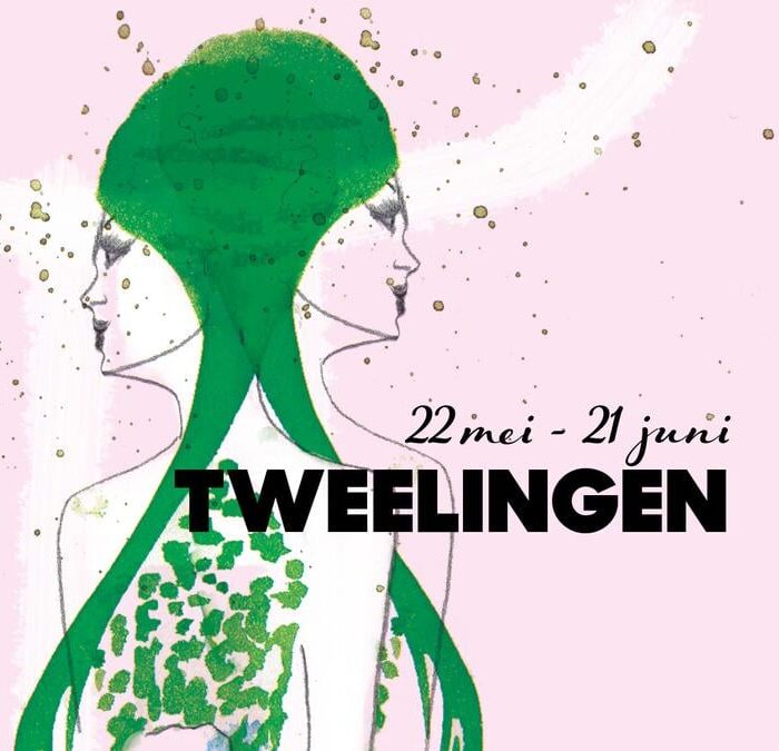Illustratie sterrenbeeld Tweelingen, 22 mei-21 juni.