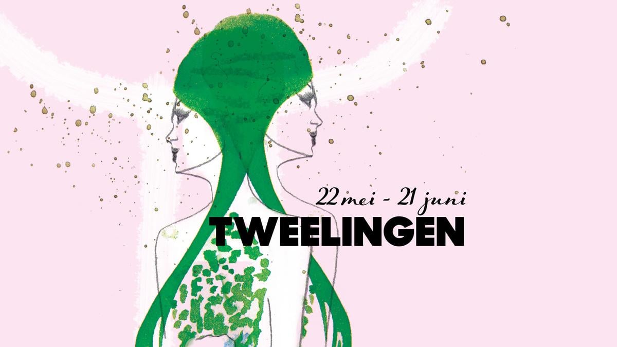 Illustratie sterrenbeeld Tweelingen, 22 mei-21 juni.